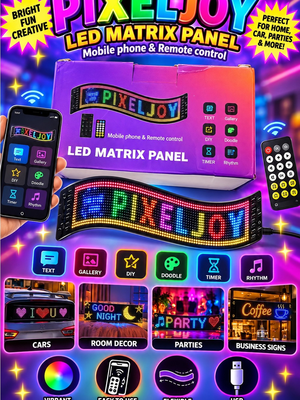 LED Matrix Panel - Multicolor Programmable Display